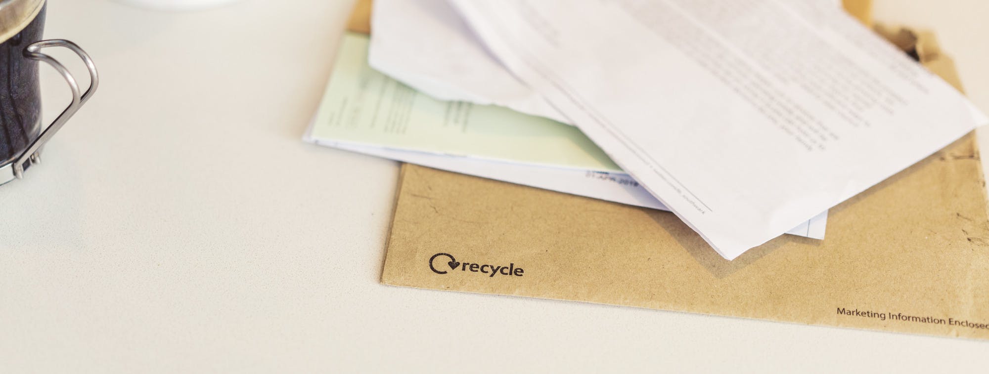 Paper and envelopes on a desk