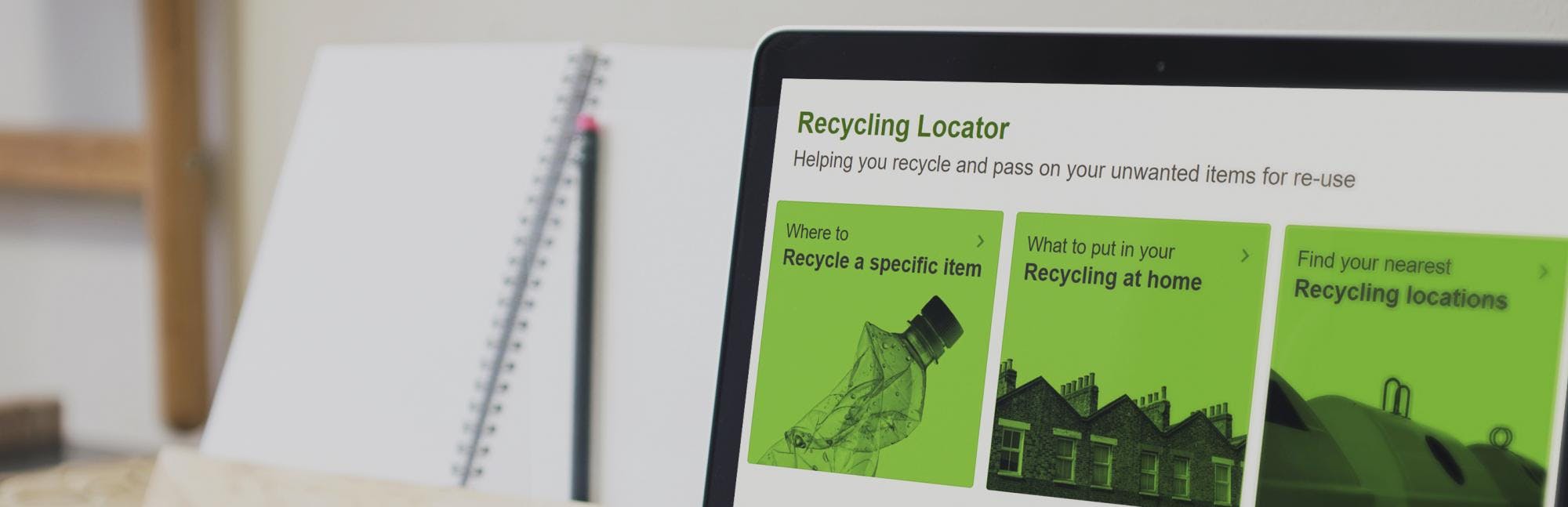 Laptop screen showing recycling locator